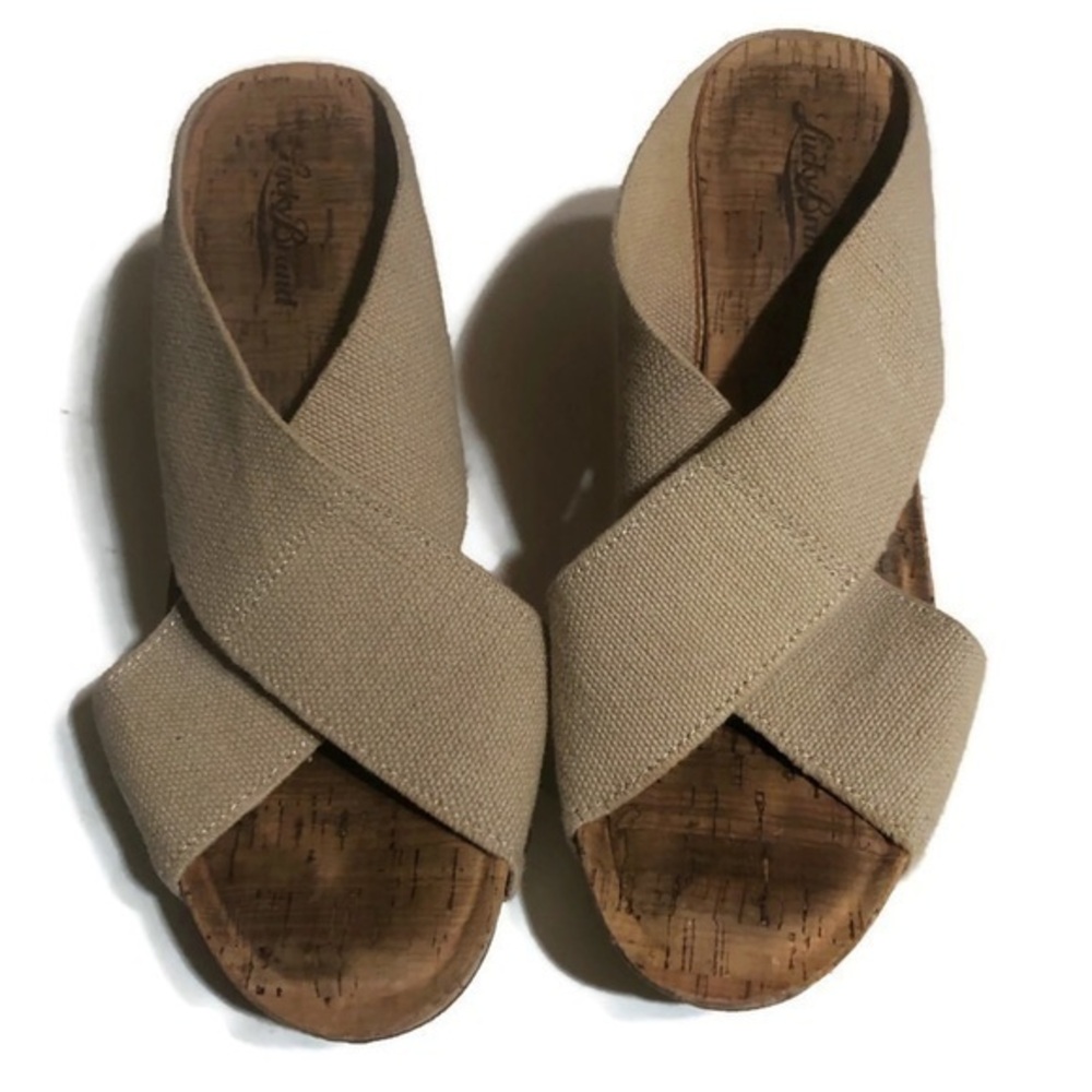 Lucky Brand Cross Over Strap Wedge Sandals Sz 8